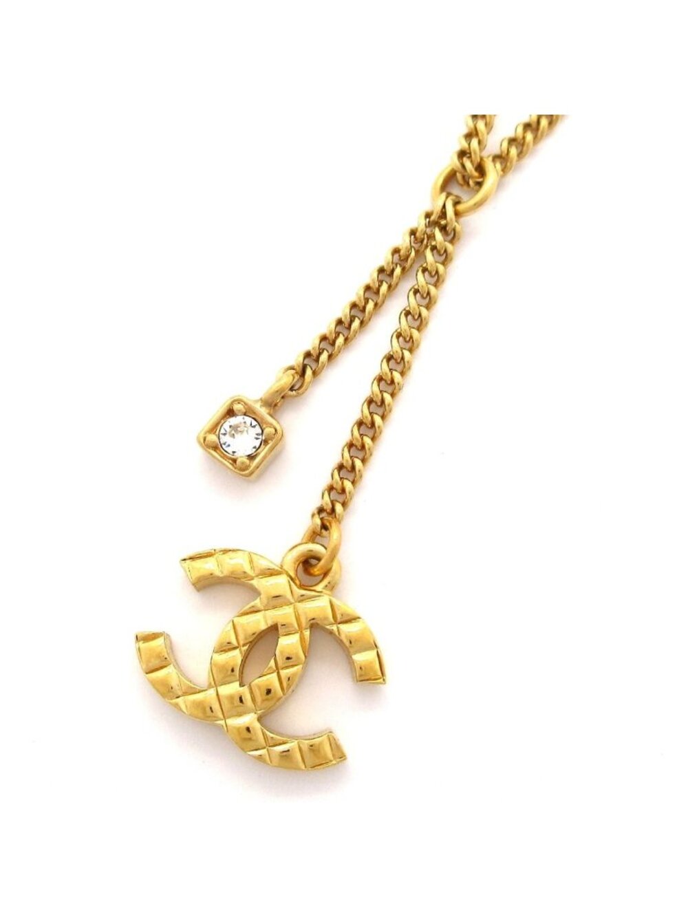 Chanel Necklace CC Logo Gold Clear